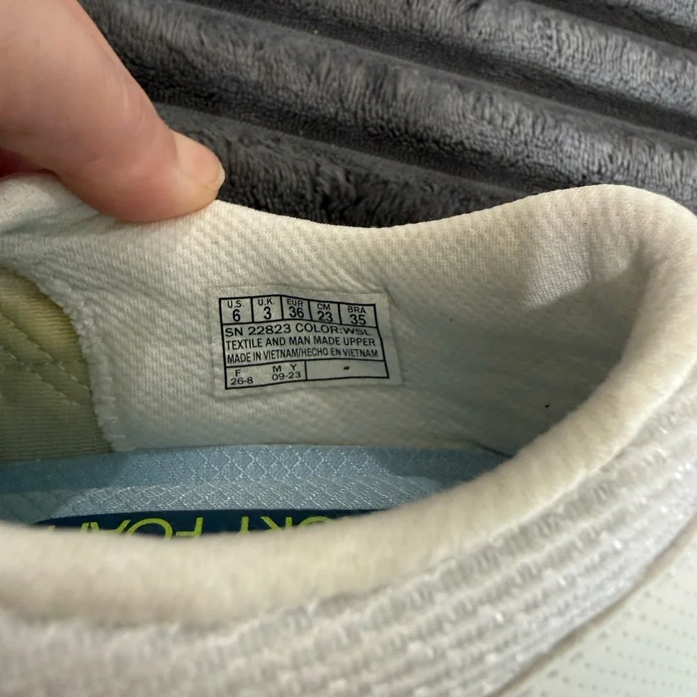 Skechers Air-Cooled Memory Foam Women's White Slip-On Walking Sneakers - Picture 10 of 11